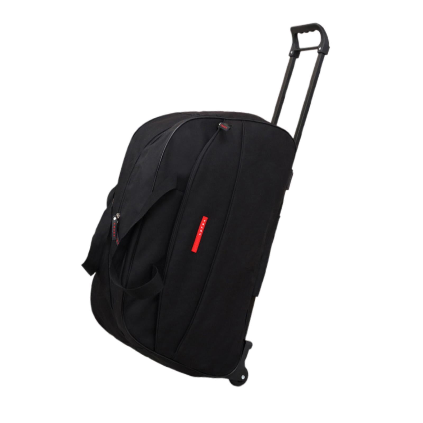 LeeQinersw Wheeled Rolling Duffel Bag Foldable Travel Garment Bag for Outdoor Business Trip Black