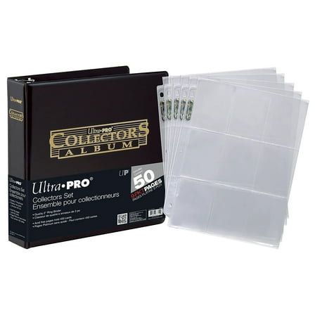 2" Black and Gold Foil Collectors Album with 9-Pocket Platinum Pages (50ct) for Trading Cards
