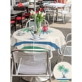 thumbnail image 5 of Outdoor Tablecloth with Umbrella Hole for Patio/Picnic/Party/Camping, Teal Green Palm Trees Waterproof Table Cloth Round Cover Washable, Tropical Summer Coastal Striped (Dia 60"), 5 of 9