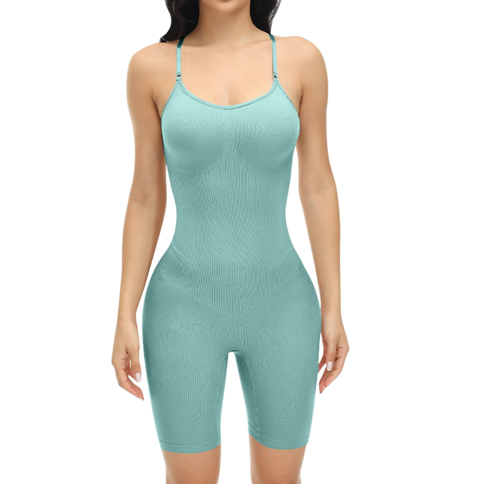 JDEFEG Plus Body Suit Women Solid Suspender Bodysuit High Waist Abdominal  Shaping Button Chest Support Seamless Open Bottom Bodysuit Shape Belly  Polyester,Spandex Green L 