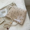 thumbnail image 4 of Straw Bags for Women, Shoulder Bag, Hobo Small Fresh Retro Casual Tote Bag for Daily, Elegant Bow Flower Shaped Decor Handbag is A Memorable Gift Idea for This Summer, White, 4 of 7