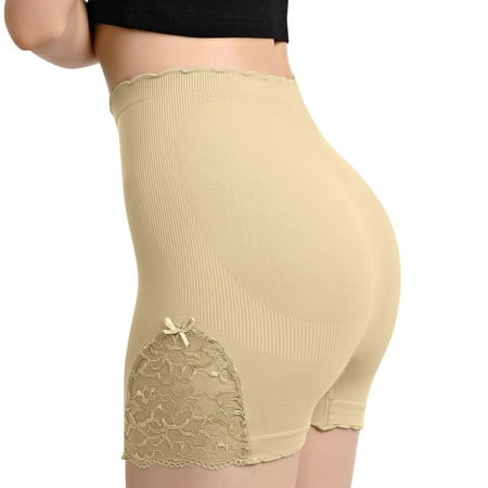 Clearance Sales Today! Joau Womens Lace Ribbed Seamless Shaping Boyshorts Mid Waist Butt Lifting Panties Tummy Control Underwear Slimming Shapewear Girdle Panty