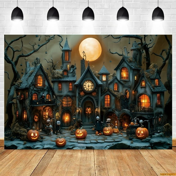 Hallowe Baby Shower Backdrop Little Night Moon Pumpkin Lanterns Kids Family Party Photography Background r Banner