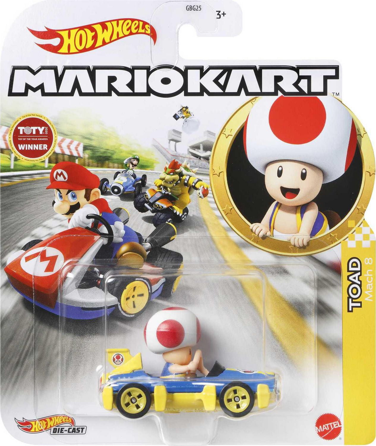 Hot Wheels Mario Kart Toad Mach 8 Vehicle