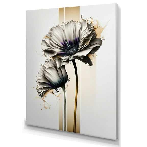 Designart White Gerbera Flower On Golden Beige Paint I Canvas Wall Art