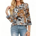 thumbnail image 3 of Jsaierl 3/4 Length Sleeve Tops for Women Plus Size V Neck Shirts Trendy Print Ladies Blouses Work Holiday T-shirts Top S-5XL, 3 of 6