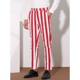 thumbnail image 2 of Unique Bargains Men's Striped Pants Business Skinny Fit Color Block Trousers 30 Red White, 2 of 6