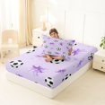 thumbnail image 4 of Manfei Purple Bow Print Twin Fitted Sheet,Soccer Ball Pattern Bedding,2pcs,1 Fitted Sheet and 1 Pillowcase, 4 of 6