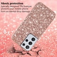 thumbnail image 4 of Compatible with Samsung S21 Ultra Case Glitter Shockproof, for Samsung Galaxy S21 Ultra Phone Case Bling Sparkly Soft TPU and PC Silicone Shiny Girl Women Thin Protective Cover (Rose Gold), 4 of 14