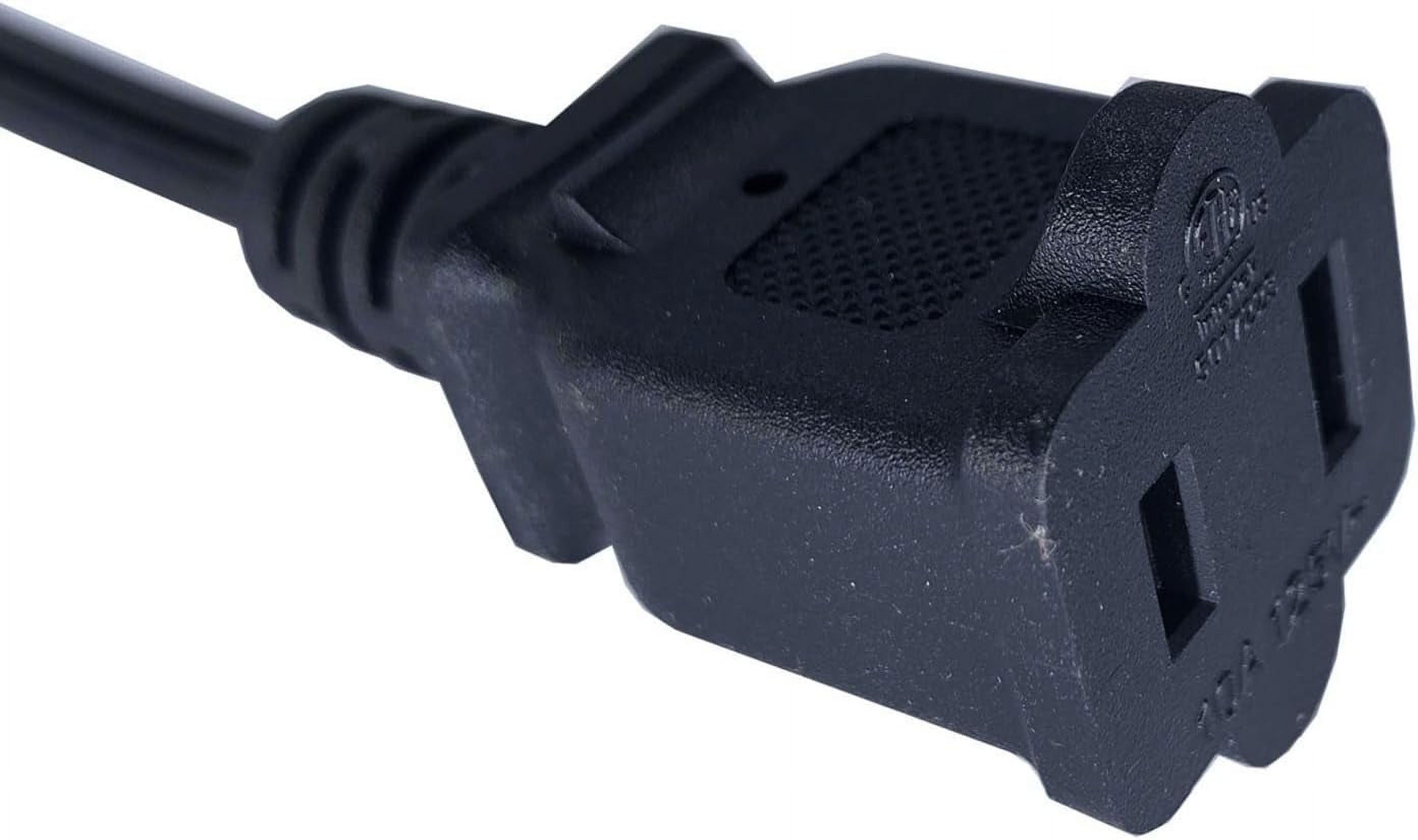 Extension Cord 3 Feet, Short Small AC Power Cord 2 Prong, 18 AWG Power Cable for Indoor Use, Male to Female Extension Cord, NEMA 5-15P to NEMA 5-15R, Black 2 Pack