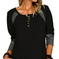 thumbnail image 4 of Elegante blusa informal para uso diario, cómoda túnica con botones de manga larga negra talla 3XL, 4 of 6