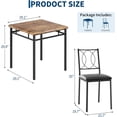 thumbnail image 2 of YUSAZENS 3 Piece Dining Set, Metal Frame Table & 2 Chairs, Space Saving Furniture for Kitchen Breakfast Nook Small Space Brown, 2 of 9
