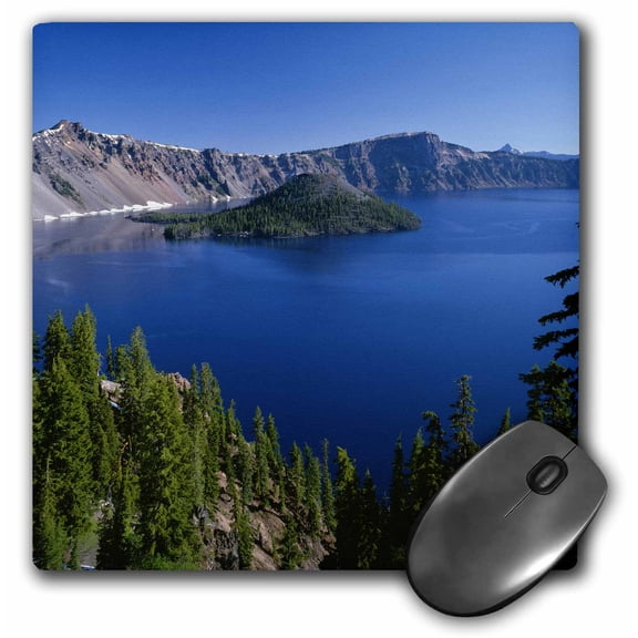 3dRose, Oregon. Crater Lake NP, Wizard Island and Crater Lake., MousePad