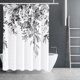 thumbnail image 2 of Tititex Juego de cortinas de ducha de eucalipto negro, hojas grises de acuarela en la planta superior con decoración de baño floral, 35.8 x 71.7 in, con ganchos, 2 of 5