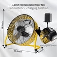 thumbnail image 2 of Battery Operated Fan, 12 Inch Rechargeable Fan Portable,High Velocity Fan with Metal Blade Run Up to 30 Hours, Battery Powered Fan for Garage, Backyard, Camping, Travel (yellow), 2 of 2