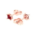 thumbnail image 2 of 0.5 ct Push-Back Stud Earrings for Women | 3.5mm Princess Cut Simulated Ruby | 18K Rose Gold, 2 of 5