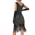 thumbnail image 3 of Robe de Soirée Semi-Formelle pour Femmes Robe à Sequins Robe Fourreau Robe Midi Noire Rose Or Sans Manches Col en V Costume Robe Fantaisie, 3 of 5