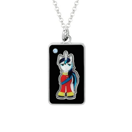 My Little Pony Fine Silver Plated Crystal Shining Armor Dog Tag Pendant Necklace
