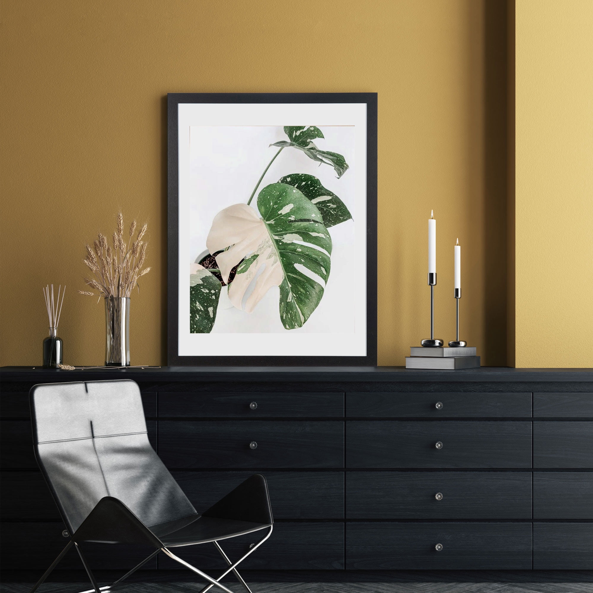 Meframe 18x24 Wooden Picture Frame, Matted to 16x20 Wall Poster Frame, Black