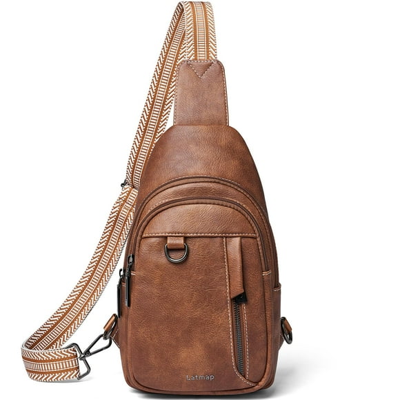 Bolso bandolera para mujeres y hombres, mochila pequeña de cuero, mochila diaria, riñonera antirrobo, bolso cruzado para viajes, MARRÓN.