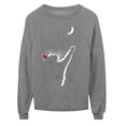 thumbnail image 3 of Floleo Clearance Fall Clothes For Women Women's Animal Cat Print O Neck Loose Sweater Long Sleeve Casual Blouse Top Gray, 3 of 6