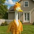 thumbnail image 6 of Winter Porch Goose Outfit for 23 Inch Statue, Yellow Velvet Bathrobe and Shower Hat Costume, Outdoor Yard Garden Patio Decor, 6 of 7