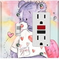 thumbnail image 1 of Metal Light Switch Wall Plate Outlet Cover (Love Friend Purple Teddy Bear Heart Pillow - Single Toggle Single Rocker), 1 of 2
