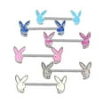 thumbnail image 2 of 1PairCuteRabbitNipplePiercingRingStainlessSteelBarNipplePiercingCartoonBunnyChestStudBodyJewelry, 2 of 5