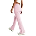 thumbnail image 6 of Otvok Women Ribbed Lounge Trousers, Elastic High Waist Slim Fit Flare Casual Pants for Daily Street Outfits, 6 of 7