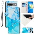 thumbnail image 1 of Nalacover for Google Pixel 8 Marble Pattern Wallet Case with Credit Card Slots Holder Kickstand Cover, Soft Silicone Shokcproof Anti-Fall Premium PU Leather Magnetic Clasp Flip Case, Blue, 1 of 6