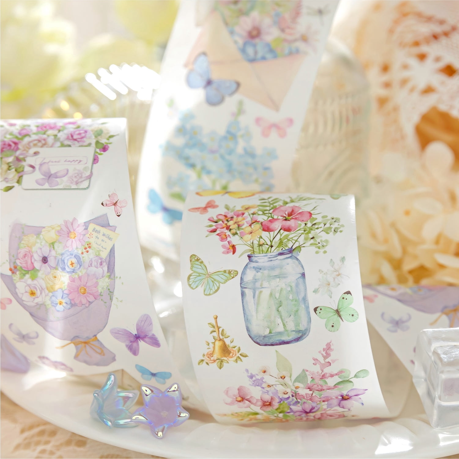 6 Rolls Washi Tape Set, Scrapbook Crafts Floral Decorative Masking Tape for Journaling Planner Card Making Album Art Teacher Classroom Supplies
