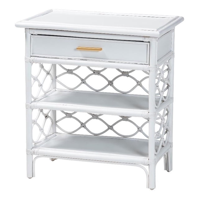 bali & pari Akane Natural Rattan Nightstand with Drawer and Open Shelves
