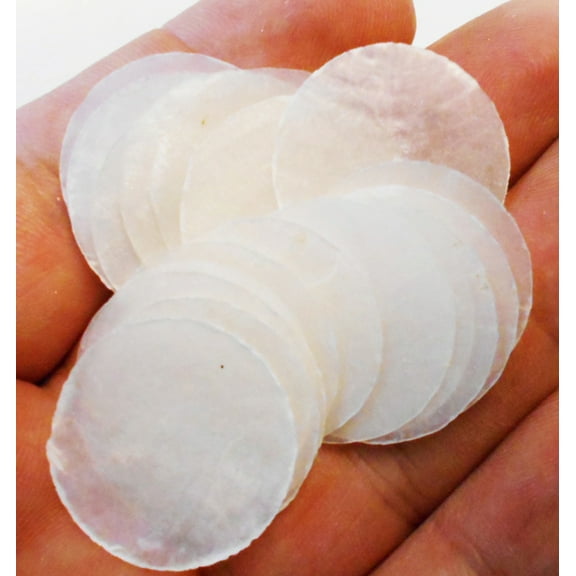 100 Capiz Shells White Round 1" Diameter No Holes Crafts Windchimes Shellcraft