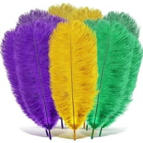 NOGIS Mardi Gras Ostrich Feather 10"-12" Colorful Purple Gold Green Feathers for Crafts DIY Party Decoration Carnival Costume (12 Pcs)