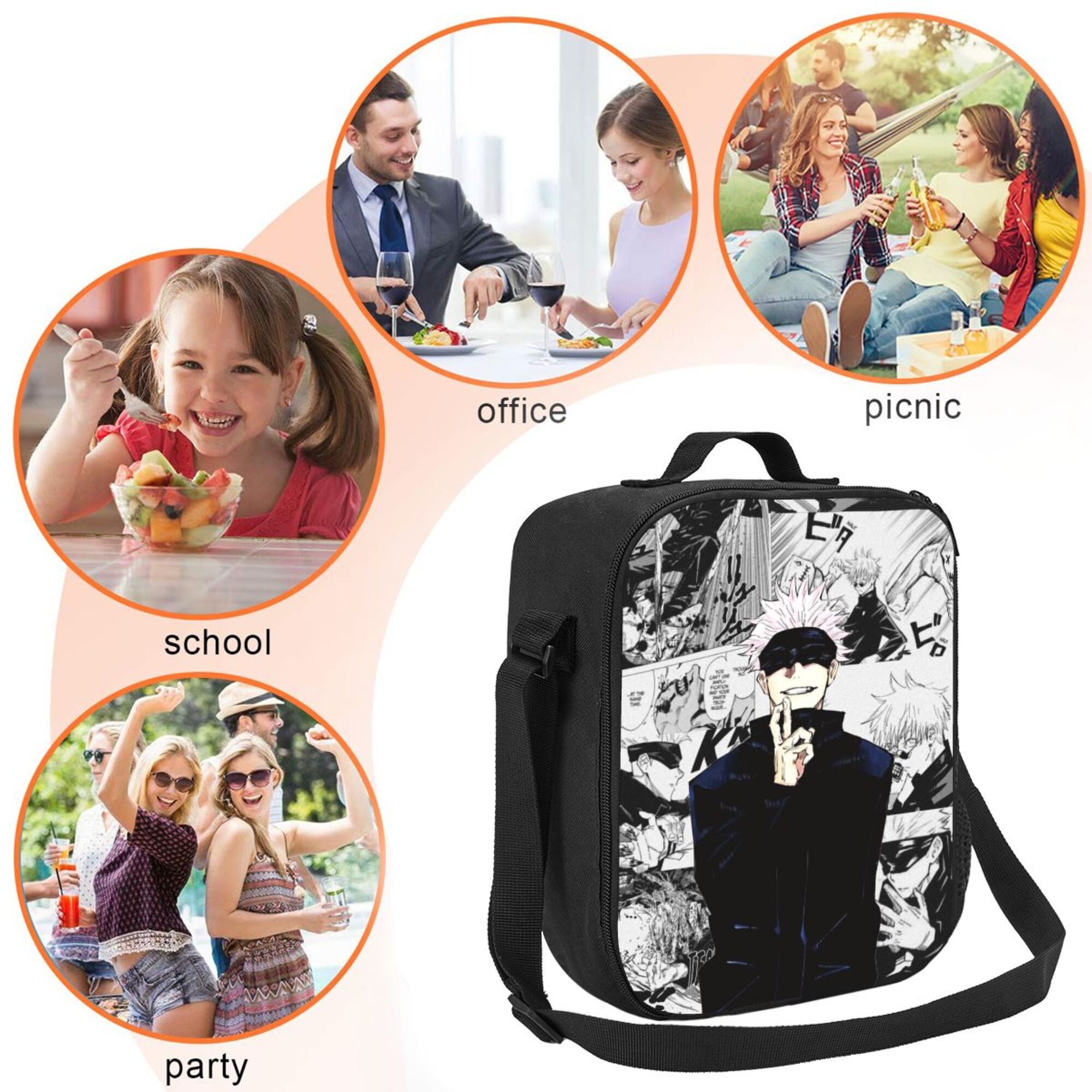 Jujutsu Kaisen Satoru Gojo Lunch Bag Lunch Box Lightweight Durable Lunch Tote Bag Portable Reusable Lunch Box Tote For Work Sport Picnic Camping