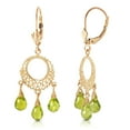 thumbnail image 2 of Galaxy Gold 3.75 CTW 14k Solid Gold Filigree Chandelier Earrings with Natural Briolette-shaped Peridots, 2 of 3