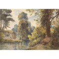 thumbnail image 3 of Ladislav Mednyánszky 18x14 Black Modern Framed Museum Art Print Titled - Swiss Park with a Pond and a Sled (1870), 3 of 5