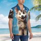thumbnail image 3 of Balery Blue Sky Cute Wolf Camisas hawaianas de manga corta para hombre, camisas playeras de corte holgado, camisas de vacaciones con botones,Medium, 3 of 7