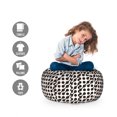 thumbnail image 2 of Geometric Storage Toy Bag Chair, Diagonal Rounded Circles Pattern Wavy Random Lines Motif Monochrome Modern, Stuffed Animal Organizer Washable Bag, Large Size, Black Off White, by Ambesonne, 2 of 3