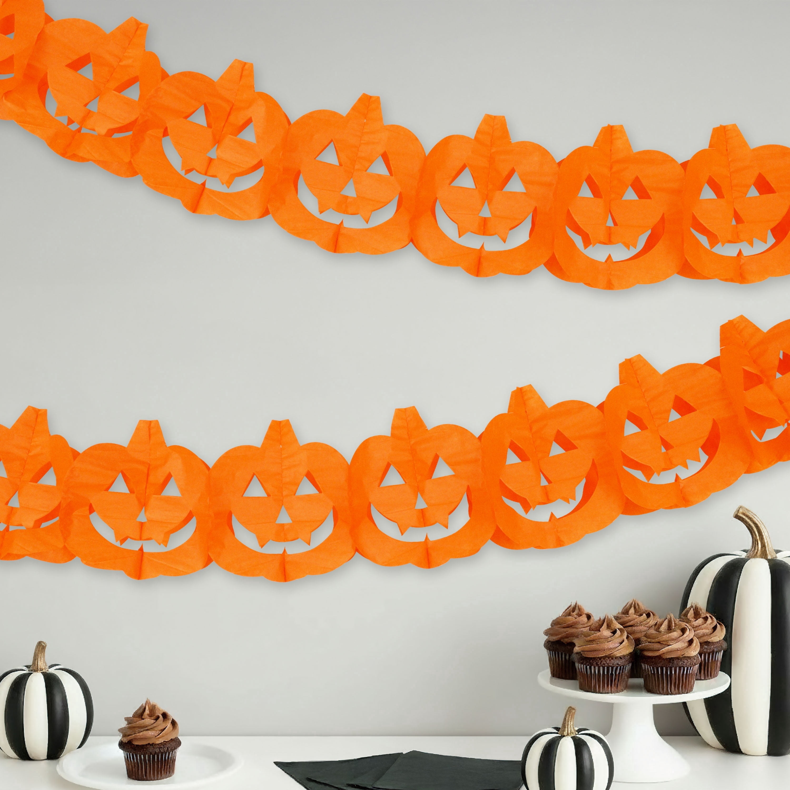 Pumpkin Tissue Garland, Orange, 8', Halloween by Way To Celebrate