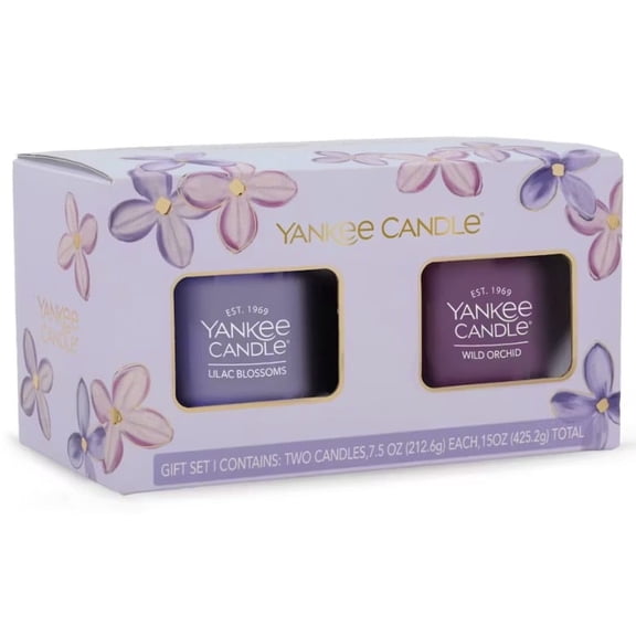 Yankee Candle Mother’s Day PURPLE LILACS Scented 2 Tumbler Candle Boxed Gift Set - Wild Orchid and Lilac Blossoms 2 pc Set