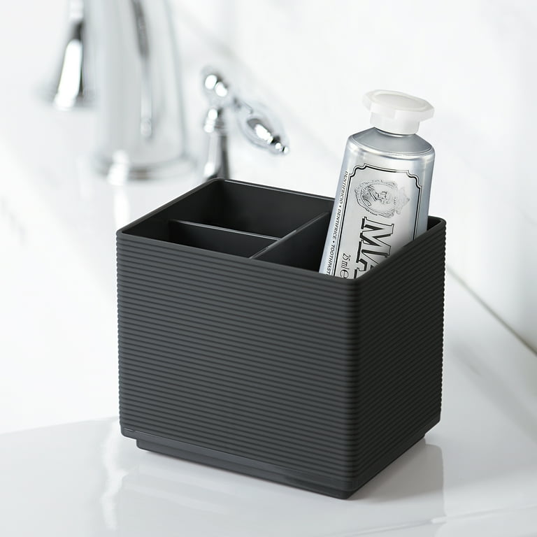 Mainstays Soft Touch Ribbed Plastic Organizer in Black with 3