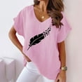 thumbnail image 4 of TSADFHJI Hauts de Sortie pour Femmes Dentelle Manches Longues T-Shirt Imprimé Ample Décontracté Col Rond Manches Courtes T-Shirt Femmes m Rouge, 4 of 4