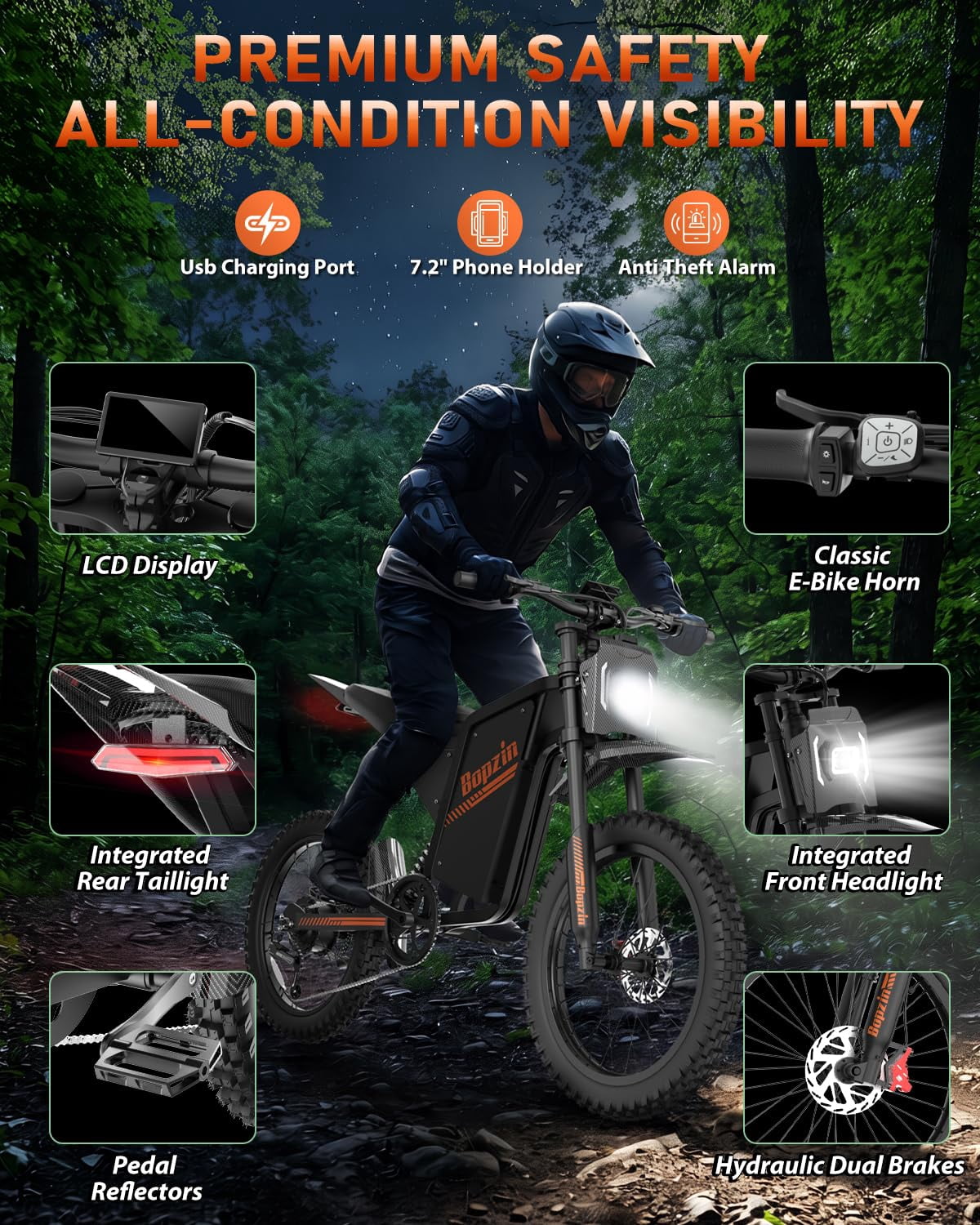 Electric Dirt Bike 3000W, 60V 35Ah Removable Large-Capacity Battery, Up to 100 Miles, Anti-Theft Alarm, 25"x3.0" Fat Tire Ebike with Hydraulic Brakes, UL2849 Certified eBike