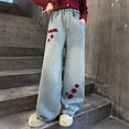 thumbnail image 5 of Tfken Boys Denim Pants Distressed Breathable Trendy Ankle-Length Elastic Waist Straight-Leg Red Jeans Size 9-10 Years, 5 of 5
