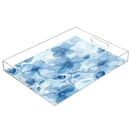 

Acrylic Tray 15.7*11.8*1.9 Inch Transparent Tray Food Tray Tea Cup Tray Serving Trays Cosmetics Storage Kitchen Table Bathroom Sundry Storage Pretty Lovely Flowers Seamless