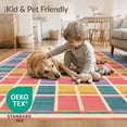 thumbnail image 4 of ODIKA Bedside Checkered Retro Block Hopscotch Grid Storybook Motif Easy Care Kids Safe for Small Living Room, Playroom, Bedroom, 4 of 7