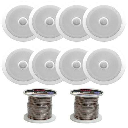 Pyle PDIC60 In-Wall / In-Ceiling Dual 6.5-inch Speakers with 100 ft. Spool of High Quality Speaker Zip (Best Quality Ceiling Speakers)