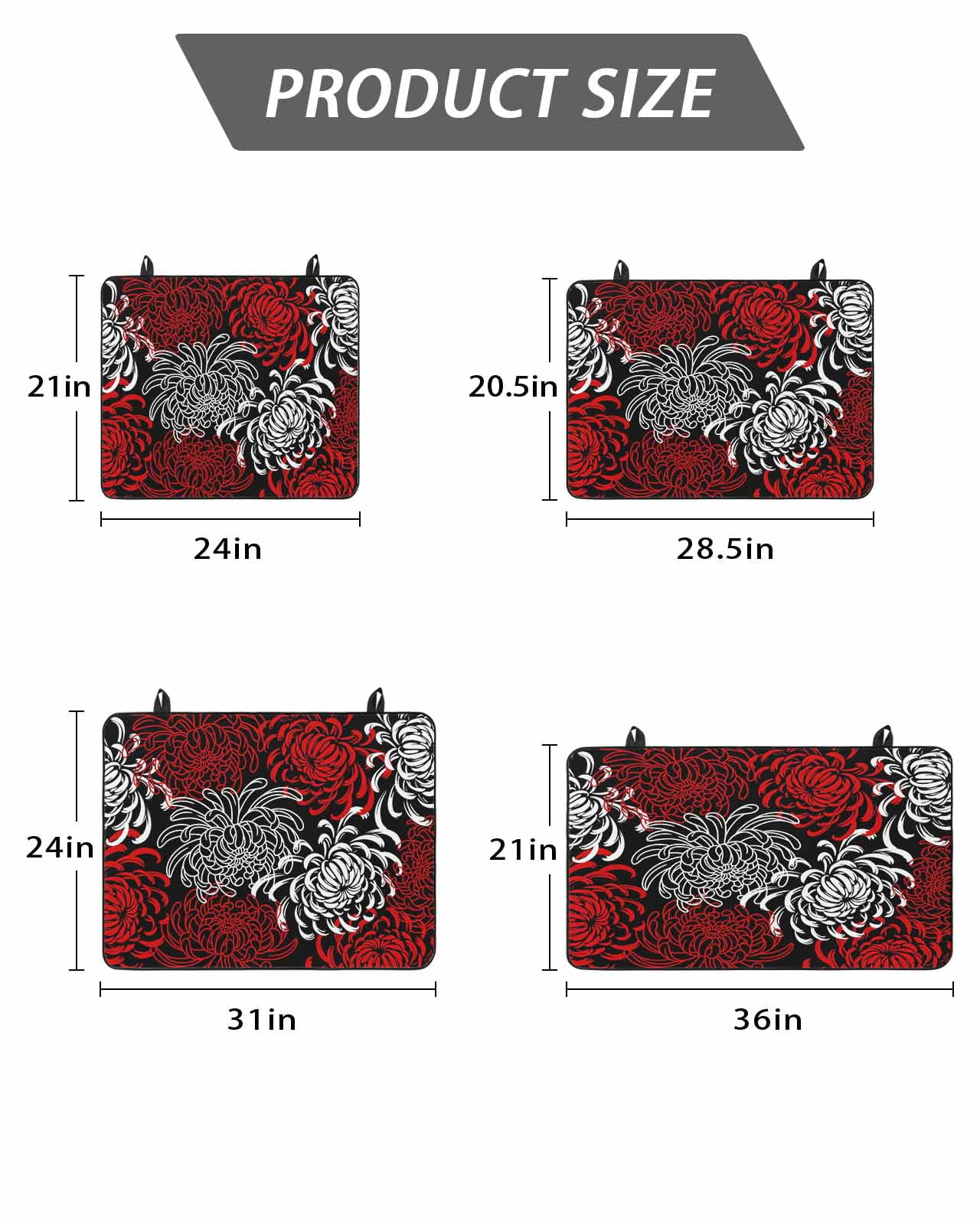 Stove Top Covers for Electric Stove, Red White Glass Stovetop Cover Protector, Abstract Black Chrysanthemum Flower Floral Induction Cooktop Protector Oven Mat for Kitchen Countertop 36"x21"