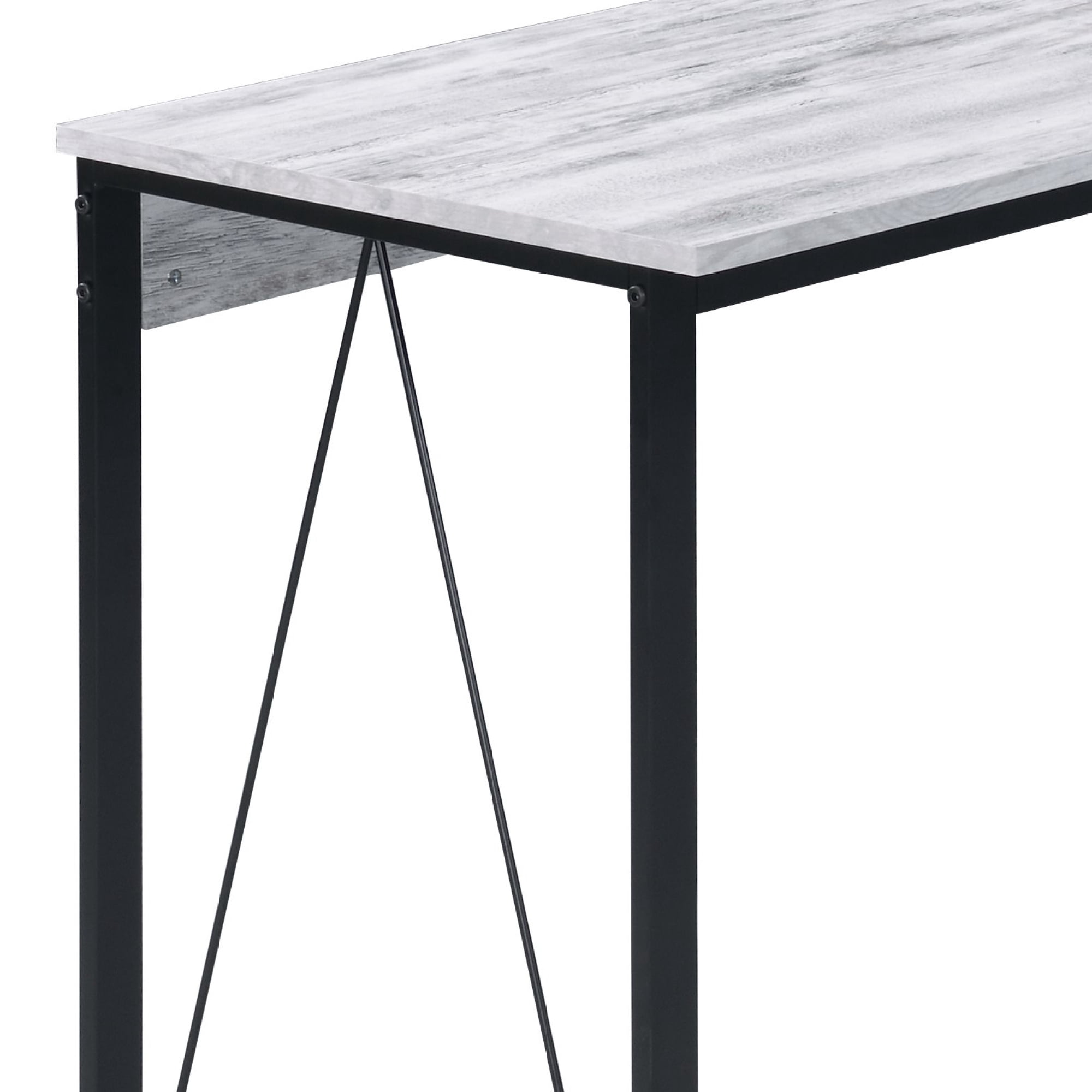 35 inch Small Computer Desk,Writing Desk with Metal Frame for Home,Antique White & Black